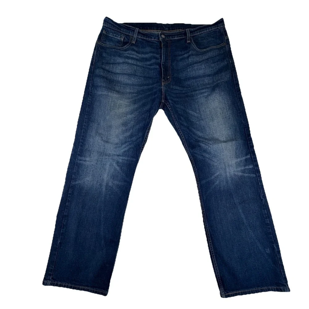 Levi's 569 Loose Straight Jeans Men's Sz 40x32 Blue Dark Wash Stretch Whiskering